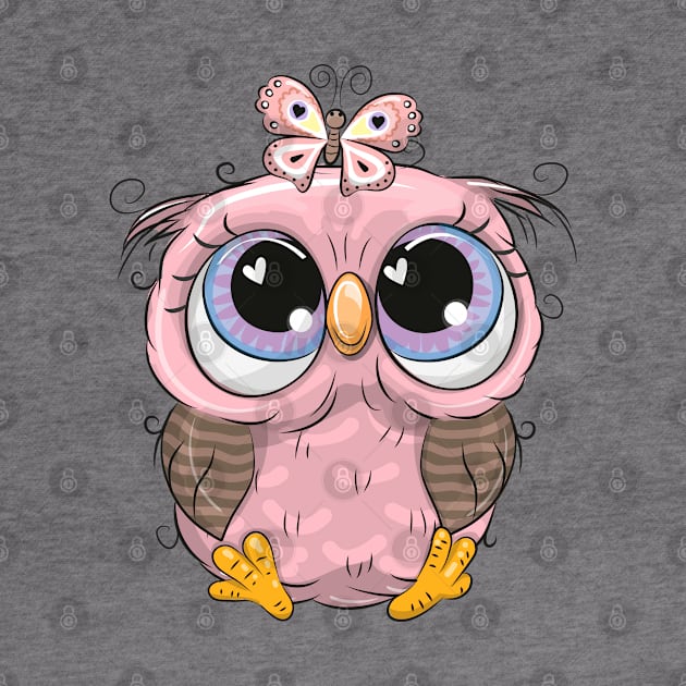 Cute Cartoon pink owl by Reginast777